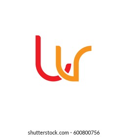 Initial letters lv, round linked overlapping lowercase logo modern design red orange