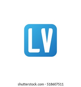 Initial letters LV rounded square shape blue simple logo