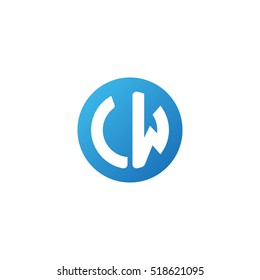 Initial letters LW circle shape blue simple logo