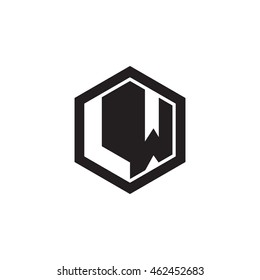 Initial letters LW negative space hexagon shape monogram logo