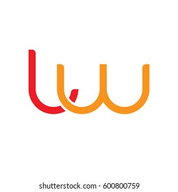 Initial letters lw, round linked overlapping lowercase logo modern design red orange