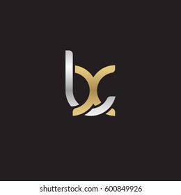 Initial letters lx, round linked overlapping lowercase logo modern design silver gold