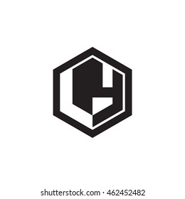 Initial letters LY negative space hexagon shape monogram logo