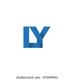 Initial letters LY overlapping fold logo blue