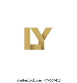 Initial letters LY overlapping fold logo brown gold