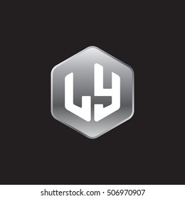 Initial letters LY rounded hexagon shape silver modern logo