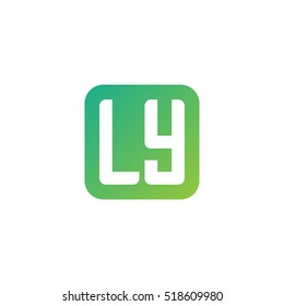 Initial letters LY rounded square shape green simple logo