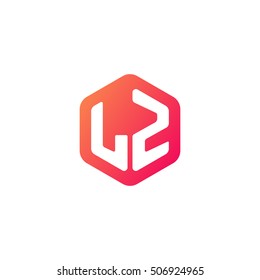 Initial letters LZ rounded hexagon shape red orange simple modern logo