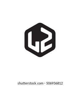 Initial letters LZ rounded hexagon shape monogram black simple modern logo