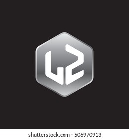 Initial letters LZ rounded hexagon shape silver modern logo