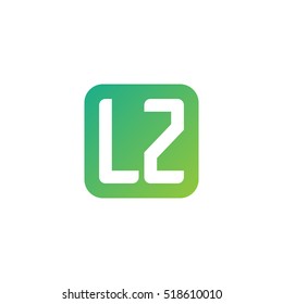 Initial letters LZ rounded square shape green simple logo
