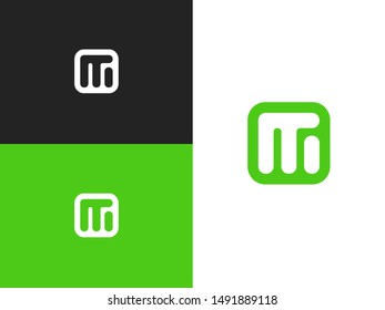 Initial letters M logo template design in square rounded shape. Logo icon design template elements. Monogram. Linear logo. Simple vector sign illustration in a modern style.