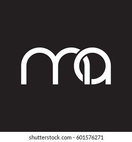 Initial letters ma, round linked overlapping chain shape lowercase logo modern design white black background