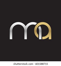 Initial letters ma, round linked overlapping chain shape lowercase logo modern design silver gold