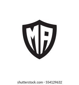 Initial letters MA shield shape black monogram logo