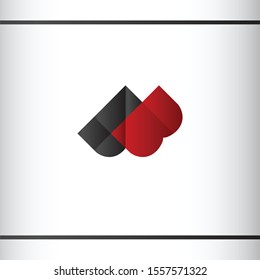 Initial letters MB. Black and red color. Geometric crystal style. Logo design template