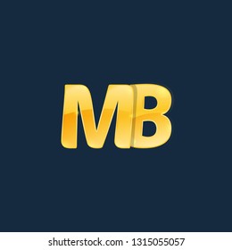 Initial letters MB, M, B with logo design inspiration gold metallic texture, trendy, 3d glossy texture, overlapping, based alphabet logo for media company identity, isolated on black background.