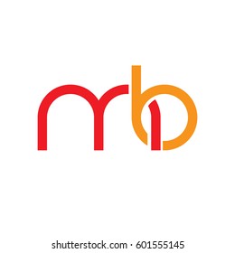 Initial letters mb, round linked overlapping chain shape lowercase logo modern design red orange