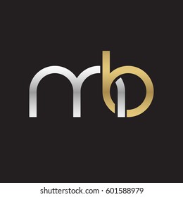 Initial letters mb, round linked overlapping chain shape lowercase logo modern design silver gold