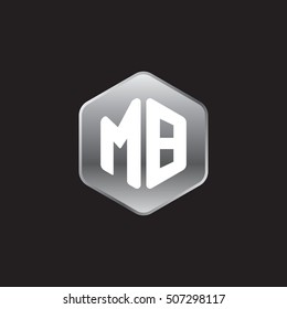 Initial letters MB rounded hexagon shape silver modern logo