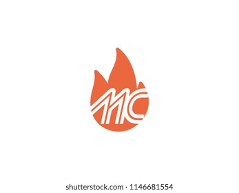 Initial letters MC in fire. Logo vector
