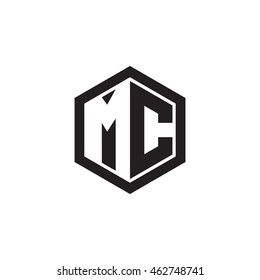 Initial letters MC negative space hexagon shape monogram logo