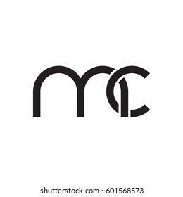 Initial letters mc, round linked overlapping chain shape lowercase logo modern design monogram black