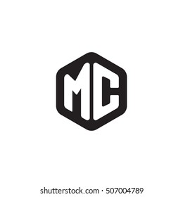 Initial letters MC rounded hexagon shape monogram black simple modern logo
