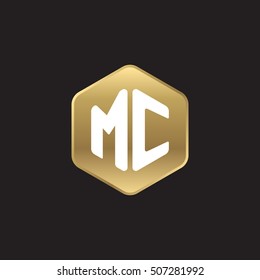 Initial letters MC rounded hexagon shape gold modern logo