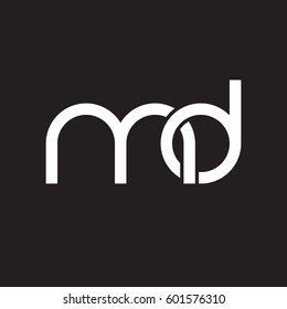 Initial letters md, round linked overlapping chain shape lowercase logo modern design white black background