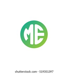 Initial letters ME circle shape green simple logo