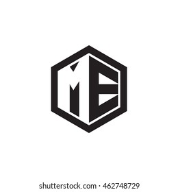 Initial letters ME negative space hexagon shape monogram logo