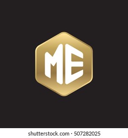 Initial letters ME rounded hexagon shape gold modern logo