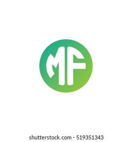 Initial letters MF circle shape green simple logo