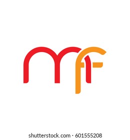 Initial letters mf, round linked overlapping chain shape lowercase logo modern design red orange