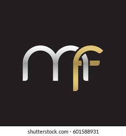 Initial letters mf, round linked overlapping chain shape lowercase logo modern design silver gold