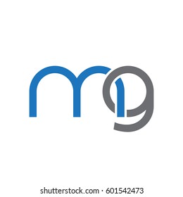 Initial letters mg, round linked overlapping chain shape lowercase logo modern design blue gray