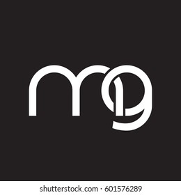 Initial letters mg, round linked overlapping chain shape lowercase logo modern design white black background