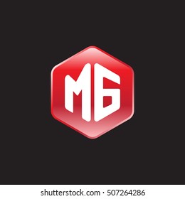 Initial letters MG rounded hexagon shape red modern logo
