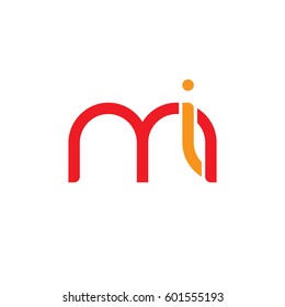 Initial letters mi, round linked overlapping lowercase logo modern design red orange