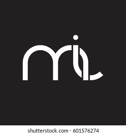 Initial letters mi, round linked overlapping chain shape lowercase logo modern design white black background