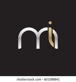 Initial letters mi, round linked overlapping lowercase logo modern design silver gold