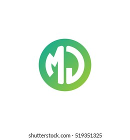 Initial letters MJ circle shape green simple logo