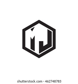 Initial letters MJ negative space hexagon shape monogram logo