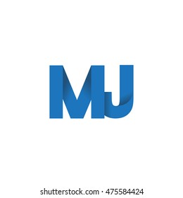 Initial letters MJ overlapping fold logo blue