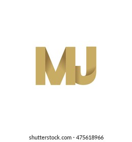 Initial letters MJ overlapping fold logo brown gold