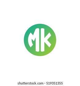 Initial letters MK circle shape green simple logo