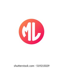 Initial letters ML circle shape red orange simple logo
