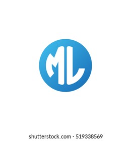 Initial letters ML circle shape blue simple logo