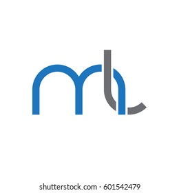 Initial letters ml, round linked overlapping chain shape lowercase logo modern design blue gray